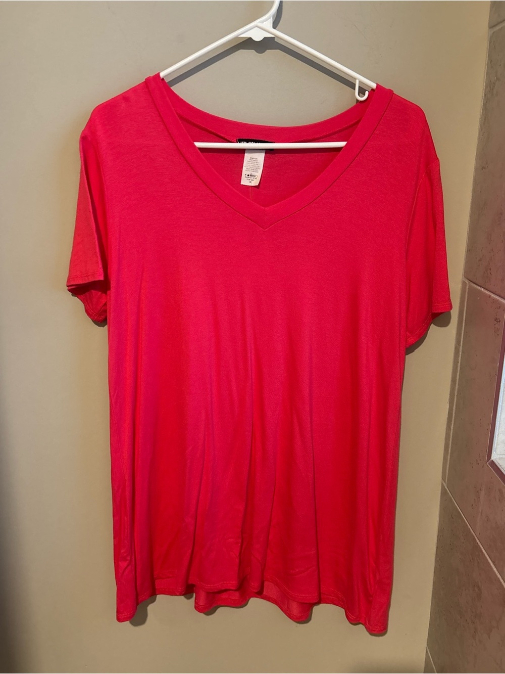 HEIMISH USA Women's V-Neck Short Sleeve Top - Hot Pink
